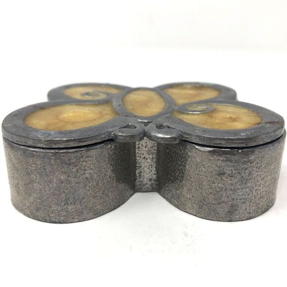 Hand Crafted Butterfly Trinket Stash Box Pewter & Stained Glass Made In USA Boho - Picture 4 of 8